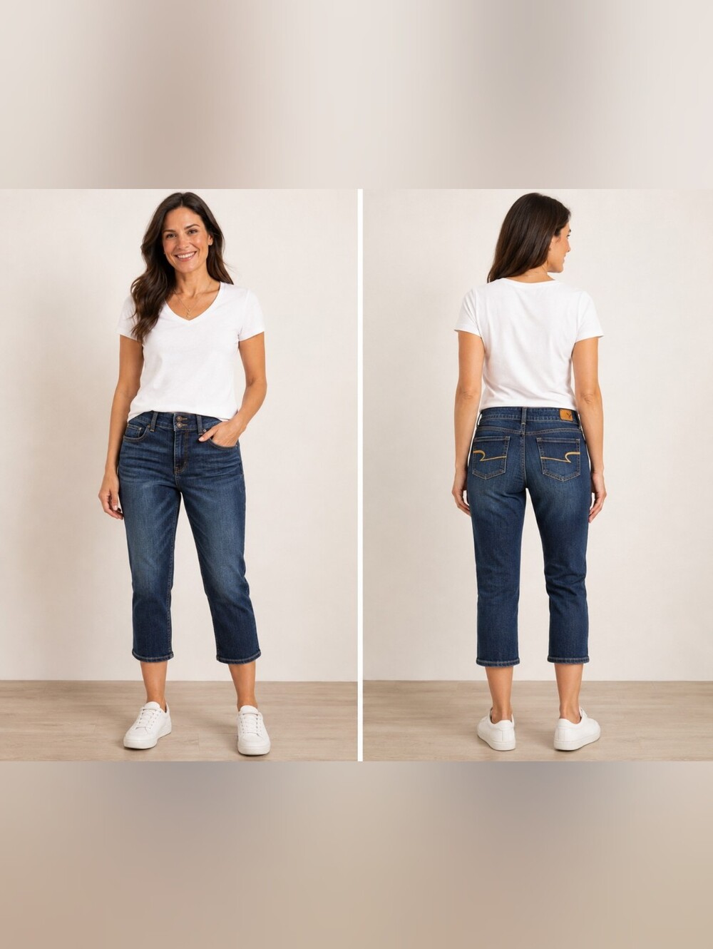 American Eagle Artist Crop Classic Low-Rise Cropped Women’s Jeans in Dark Wash
